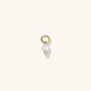Mejuri 14K Gold Diamond and Pearl Hoop Charm (2 of them)